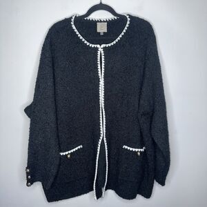 Sioni Women’s Knit Cardigan Artsy Sweater Black Size 3X
